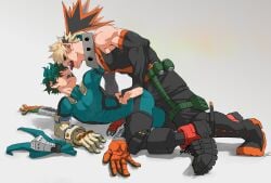 2021 2boys assjob assjob_through_clothes bakugou_katsuki blonde_hair boner boner_in_pants bulge bulge_on_ass bulge_to_ass clothed_sex dry_humping duo erection erection_under_clothes erection_under_clothing fully_clothed gay gay_sex green_hair grey_background hero_outfit_(mha) human human_on_human humping izuku_midoriya izuku_midoriya_(hero_outfit) katsuki_bakugou male male/male male_only maledom malesub midoriya_izuku muscular muscular_male my_hero_academia open_mouth pinned_down rubbing_penis_on_ass sex simple_background spiky_hair tapopapoda tongue_out yaoi