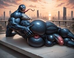 1boy abs ai_generated alien anus ass ass_focus back back_muscles balls bara beefy big_ass big_balls big_muscles big_nipples big_pecs big_penis black_body booster_rex cocky daddy dilf erect_nipples erection gay huge_balls huge_cock huge_muscles huge_nipples huge_pecs humanoid hunk long_tongue male male_only marvel marvel_comics monster monstrous_humanoid muscular muscular_humanoid muscular_male navel nipples nude pecs penis solo spider-man_(series) symbiote venom_(marvel)