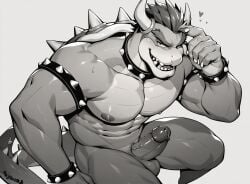 1boy ai_generated balls bowser collar dick dragon gay gaylover16 horn horny male male_only mario_(series) muscles muscular shell simple_background simple_coloring spiky_collar tail