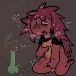 1girls artist_request bleeding blood bong boob_squish eyes_rolling_back female female_only fingering flaky_(htf) grabbing_breasts happy_tree_friends high masturbation self_harm self_harm_scars squirting sweat tagme tears