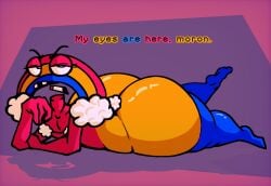 1girls 2024 2d 2d_(artwork) alternate_body_type ass big_ass big_butt chica's_magic_rainbow cigarette female female_only five_nights_at_freddy's five_nights_at_freddy's_world flat_chest huge_ass huge_butt laying_on_stomach nanodude78 narrowed_eyes rainbow rude scottgames solo solo_female thick_ass thick_butt thick_thighs