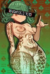 ai_generated areolae bronzed censor_bar edit edited green_eyes green_hair interracial nude nude_female one-punch_man puffy_pussy pussy queen_of_clubs raceplay short_hair shortstack simple_background small_breasts smile spiced tatsumaki tattoo tattoos thick_thighs wet_skin