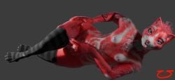 3d_(artwork) 4_toes 5_fingers animal_genitalia animal_penis anthro arm_tattoo black_lips black_mascara blender_cycles blue_eyes breasts canid canine canine_ears canine_genitalia canine_nose canine_penis canis cheeky cheeky_smile clothing crossed_legs curly_hair digital_media_(artwork) digitigrade eyebrows eyelashes eyeshadow feet femboy fingers fingers_on_penis fluffy fluffy_chest fur genitals grey_background grey_clothing grey_legwear grey_stockings hair hand_on_butt hi_res knot knotted_penis legwear lips looking_at_viewer lying makeup male mammal markings mascara neck_tuft nipples nude nude_male nyph on_side pattern_clothing pattern_legwear pattern_stockings paws penis pink_body pink_eyeshadow pink_fur pink_hair pink_nipples pink_nose pink_tongue presenting presenting_penis red_body red_fur simple_background small_breasts small_penis solo standing stockings striped_clothing striped_legwear striped_stockings stripes tail tail_markings tattoo thick_fur thigh_highs toes tongue tongue_out trans_(lore) tuft uom white_eyebrows white_markings wolf