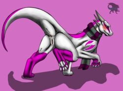 akira anus ass blush dragon female furry heat in_heat paws pink presenting presenting_hindquarters purple_eyes pussy scalie scarf shy white_scales wyldfire7