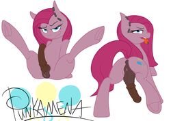 2013 anus ass balls breasts cutie_mark ear_piercing equine friendship_is_magic full-package_futanari fur futanari hair herm hermaphrodite horse horsecock intersex looking_at_viewer looking_back multi_genitalia my_little_pony penis piercing pink_fur pink_hair pinkamena_(mlp) pinkie_pie_(mlp) plain_background pony presenting presenting_hindquarters pussy raised_tail rawrcharlierawr smile solo spread_legs spreading straight_hair tail tongue tongue_out tongue_ring veins white_background