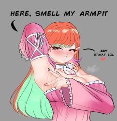 armpit armpit_fetish armpits breasts commanding commanding_female degradation female hololive hololive_english hololive_myth musk peagade sweat sweaty sweaty_armpit sweaty_armpits sweaty_breasts takanashi_kiara text virtual_youtuber