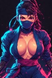 ai ai_generated breasts china female japan lady lady_ninja ninja pixel pixel_art pixel_tits sexy tits_out weapons