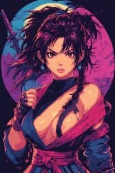 ai ai_generated breasts china female japan lady lady_ninja ninja pixel pixel_art pixel_tits sexy tits_out weapons