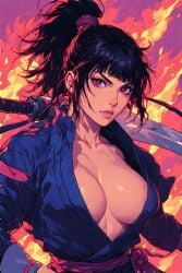 ai ai_generated breasts china female japan lady lady_ninja ninja pixel pixel_art pixel_tits sexy tits_out weapons