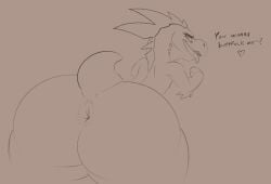 alien anthro anus anus_only ass ass_focus bent_over big_ass big_butt butt_focus dialogue digital_media_(artwork) english_text halo_(series) hi_res huge_ass huge_butt kig-yar kiggy looking_at_viewer looking_back looking_back_at_viewer male microsoft mukihyena profanity ruuhtian_(kig-yar) scalie smile solo text tongue tongue_out xbox_game_studios