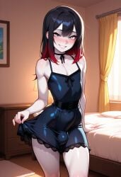 1boy 1femboy 2025 ai_generated alternate_version_available balls bulge civitai crossdressing femboy feminine_male girly indoor indoors original pale-skinned_femboy pale_skin penis pinheadlarry_(civitai) testicles trap