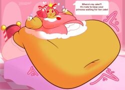 1girls belly belly_on_table belly_rest blob cookie_run english english_text fat fat_belly female hungry lifelinelemons obese obese_female overweight overweight_female pink_hair princess princess_cookie ssbbw