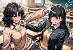 2girls ai_generated amagami ayatsuji_tsukasa breasts catfight competitive competitive_intercourse competitive_sex female female_only multiple_girls rivalry rivals tanamachi_kaoru wrestling yuri