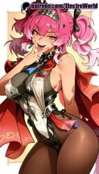 1girls 2025 ai_generated artist_name blush breasts breasts breasts bust chest earrings electroworld eyebrows_visible_through_hair female hi_res high_quality high_resolution highres jewelry lupa_(wuthering_waves) patreon patreon_username pink_hair solo stable_diffusion tongue tongue_out watermark wuthering_waves yellow_eyes