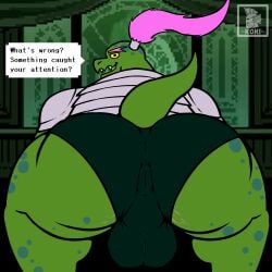 armor ass balls big_ass big_butt bulge deltarune gerson_boom koki_1 male scalie tail thighs tight_clothing turtle