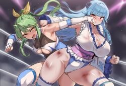 2girls ai_generated bruise catfight crossover female fight fighting punch punching ring_dream sakurai_chisato wrestle_angels wrestler wrestling wrestling_boots wrestling_outfit wrestling_ring wrestlingryona yuki_onna_(ring_dream)