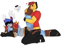 biting_lip blue_blush blush blush clockwork_(roblox) clothed clothing elliot_(work_at_a_pizza_place) gay gay_domination gay_sex hat male male_only male_penetrating penetration purple_blush red_blush roblox robloxian robot shittysins shoulder_pads sunglasses work_at_a_pizza_place yellow_body yellow_skin