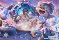 blush gay holding_penis male_only peeing zhang_fei_(honor_of_kings)