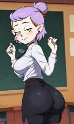 ai_generated amity_blight ass big_ass big_breasts biting_glasses classroom female female_only hair_bun huge_ass huge_breasts legitimate purple_hair seductive seductive_eyes seductive_look seductive_smile solo solo_female teacher teacher_outfit the_owl_house tight_clothing yellow_eyes
