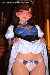 ai_generated anime beautiful beauty blush blush breasts cute d.va embarassed_nude_female embarrassed embarrassed_female embarrassed_nude_male eyes female flat_belly girl girly high_quality high_resolution highres human innocent legs long_hair looking looking_at_viewer love maellepetite maid maid_apron maid_headdress maid_outfit maid_uniform medium_breasts naked nsfw nude nude_female nudity oil oiled oiled_body oiled_skin overwatch petite petite_body petite_female pose shiny_skin shy skinny skirt_lift skirt_pull skirt_up slim slim_waist small_breasts teenage_girl uncensored young