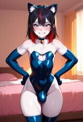 1boy 1femboy 2025 ai_generated alternate_version_available balls bulge civitai crossdressing femboy feminine_male girly indoor indoors original pale-skinned_femboy pale_skin penis pinheadlarry_(civitai) testicles trap