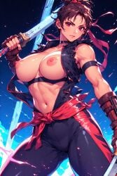 ai ai_generated breasts china female japan lady lady_ninja ninja pixel pixel_art pixel_tits sexy tits_out weapons