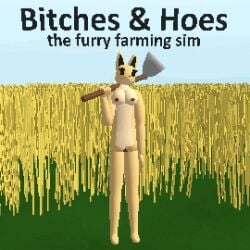 3d_(artwork) anthro blender_(artwork) blender_eevee breasts canid canine canis d3nofur digital_media_(artwork) eyelashes female field fur genitals hoe humor mammal nipples pixelated solo tan_body tan_fur text tools vulva wolf yellow_body