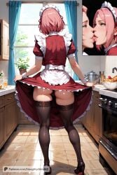 ai_generated apron boruto:_naruto_next_generations female green_eyes maid maid_outfit maid_uniform mature_female medium_breasts milf naruto naruto:_the_last naruto_(series) naruto_shippuden naughtygirlsai pink_hair sakura_haruno short_hair skinny