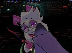 big_penis club cock_on_face deltarune femboy furry futanari hand_on_penis ralsei ralsei_with_white_fur sabrean smiling_at_viewer smirk smirking smoking susie_(deltarune) vrchat vrchat_avatar