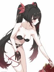 expressionless from_side honkai:_star_rail medium_breasts nail_polish red_nails sparkle_(honkai:_star_rail) thighs underwear underwear_only undressing