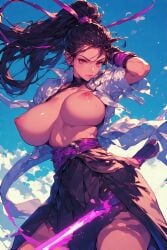 ai ai_generated breasts china female japan lady lady_ninja ninja pixel pixel_art pixel_tits sexy tits_out weapons