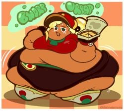 1girls bbw cookie_run cookie_run_ovenbreak female lifelinelemons obese obese_female pizza pizza_box pizza_cookie ssbbw tagme
