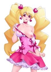 1girls blonde_hair breasts cure_peach female female_only fresh_precure! fresh_pretty_cure! light-skinned_female light_skin magical_girl momozono_love nipples nypdesu precure pretty_cure solo toei_animation twintails