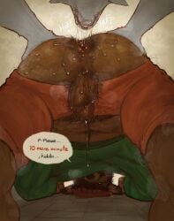absurd_res after_anal after_oral after_rimming all_fours anal_fluids anthro ass_up balls bodily_fluids body_hair bottomwear bottomwear_down canid canine canis clothed clothing dialogue dripping duo english_text fanofthefurr flaccid foreskin gay genital_fluids genitals hairy_balls hat headgear headwear hi_res humanoid_genitalia humanoid_penis long_foreskin looking_through looking_through_legs low-angle_view male male/male male_only mammal musk musk_clouds partially_clothed penis precum precum_drip procyonid raccoon rear_view saliva saliva_on_anus saliva_string shorts shorts_down slightly_chubby sweater text topwear unretracted_foreskin