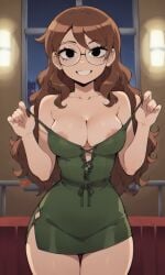 ai_generated ass bigmic145 breasts brown_hair cleavage dress female glasses julie_powers netflix nude panties scott_pilgrim scott_pilgrim_takes_off stripping tease teasing
