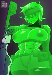 abs anikiki_kun areolae artist_name awaria breasts breasts_out green_body huge_breasts nikita_naprava nipples