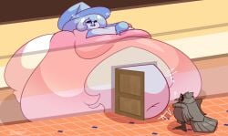 1girls blob corviknight door doorframe fat female hatterene lifelinelemons obese obese_female pokemon pokemon_(species) pokemon_ss shiny_pokemon ssbbw stuck_in_door too_big