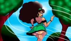 background brazilian brazilian_female brown_hair dancin_divas earrings green_nails long_hair looking_at_viewer mrpr1993 sofia_moreno thick_ass trees wind wind_blowing_skirt