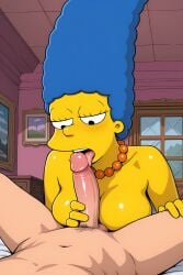 1boy 1girls 20th_century_fox 20th_century_studios ai_generated bed bedroom blowjob blue_hair breasts duo erection eyelashes faceless_male fellatio female female_focus genitals human human_on_human indoors interracial light-skinned_male light_skin lying_on_back male male/female mammal marge_simpson mature mature_female mature_male nude nude_female nude_male open_mouth oral oral_sex pearl_necklace penis sex straight straight_sex the_simpsons tongue tongue_out unseen_male_face yellow_skin