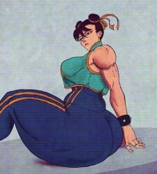 1girls asian ass ass_bigger_than_head bangs big_breasts breasts brown_hair chinese_female chun-li female female_focus female_only large_ass large_breasts masochistmaverick massive_ass muscular muscular_female ox_horns paag pawg sideboob sitting snu-snu street_fighter thick_thighs tight_clothing