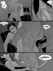 alien comic commander_shepard female femshep garrus_vakarian greyscale human interspecies male mass_effect reginaprimata scalie turian uncensored