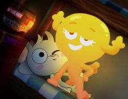 1boy 1boy1girl 1girls 2d anthro antlers bed bedroom beige_fur bovid caprine cartoon_network cartoony cheating cheating_girlfriend cowgirl_position digital_media_(artwork) eyes_rolling_back female furry glowing glowing_body hand_on_hip horns indoors laying_down laying_on_bed looking_at_partner naked naked_female naked_male night nude nude_female nude_male penetration penis penis_in_pussy penny_fitzgerald pink_cheeks png pussy real_background realistic_background rhy-c riding_penis self_upload sex smile smiling straight straight_sex the_amazing_world_of_gumball uncensored watermark wings