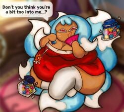 1girls bbw blue_hair chubby chubby_female cookie_run cookie_run_kingdom female kumiho kumiho_cookie remvelvet tails
