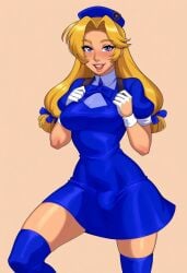1futa 2d ai_generated blonde_futa blonde_hair blondshell blue_dress bulge civitai futa_only futanari hinako_shijou incase_(style) king_of_fighters light-skinned_futa light_skin looking_at_viewer short_sleeves smile smiling smiling_at_viewer solo video_game_character video_game_franchise