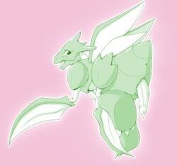 1boy anus ass blush claws erection green_body insect insects looking_at_viewer looking_back male male_only mantis nintendo open_mouth penis plain_background pokemon precum presenting presenting_hindquarters scythe scyther solo teeth tongue unknown_artist vein video_games wings