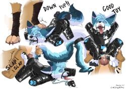 absurd_res anal anal_sex animal_genitalia anthro arms_tied balls bitchsuit black_pawpads blue_body blue_fur bodily_fluids bondage bondage bondage_gear bound canid canine chains chicken-wing_tied clothing collar collar_tag countershade_tail countershading cum digital_media_(artwork) dipstick_ears dominant dominant_anthro dominant_male duo ear_markings erection footprint fox frogtied fur gag gagged genital_fluids genitals head_tuft hi_res hypnosis hypnotic_eyes latex latex_clothing latex_skinsuit leg_wrap legs_tied lock lock_bulge lock_symbol male male/male male_penetrated male_penetrating male_penetrating_male mammal mind_control multicolored_body multicolored_ears multicolored_fur multicolored_tail nude nude_anthro null_bulge onomatopoeia paw_symbol pawpads pawprint paws penetration penis petplay phrozt_(character) puppyplay restraints ring_gag roleplay rubber_clothing sanynebeystoll sequence sex skinsuit sound_effects submissive submissive_anthro submissive_male tail tan_body tan_fur teeth teeth_showing text tight_clothing tongue tongue_out tuft white_body white_fur zee_(zfursee)