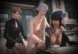 2futas 3d ameliance_leveilleur au_ra breeding clothed elezen evisaii female final_fantasy final_fantasy_xiv free_use futa_on_female futanari genderswap_(fti) gpose_(ffxiv) group_sex hyur intersex masturbation midlander oc outdoors penis ponytail precum public public_sex rule_63 sex stroking_penis tanned_skin threesome waiting_for_turn warrior_of_light_(ff14)