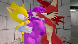 3d female female/male/female fiona_fox flying_squirrel fox girl_kisses_girl kissing male male/female/female nicolette_the_weasel ray_the_flying_squirrel sex sfm silverknight395 sonic_(series) sonic_the_hedgehog_(series) source_filmmaker tagme threesome weasel