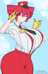 1girls 2d 2d_(artwork) artist_name big_breasts big_thighs blouse breasts breasts_bigger_than_head breasts_bigger_than_torso colored_sketch curvaceous curvy curvy_body curvy_female curvy_figure curvy_hips eyelashes fat_breasts fat_thighs female female_only ferdinandus flat_colors gigantic_breasts gloves hat high-waist_pants high_waisted_pants hips_wider_than_shoulders hourglass_figure huge_breasts huge_thighs kasane_teto kasane_teto_(sv) large_breasts large_thighs massive_breasts massive_thighs mesmerizer_(vocaloid) mesmerizer_teto mv_character name_plate name_tag nameplate necktie one_eye_closed pants patreon_username peace_sign plump plump_breasts plump_thighs red_eyes red_hair round_breasts shirt simple_background sketch skindentation slim_waist smile solo solo_female sparkling_eyes striped_shirt suspenders synthesizer_v thick_thighs thighs top_heavy twin_drills utau voluptuous voluptuous_female wide_hips wink winking winking_at_viewer