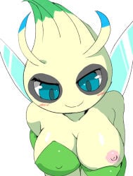 adorable anthro blushing blushing_female boobs breasts celebi cute female legendary_pokemon mutuki_tokemaru mythical_pokemon nipples nsfw one_nipple_out pokemon pokemon_(species) pokemorph sexy showing_one_breast tits tokemaru wings wings_on_back